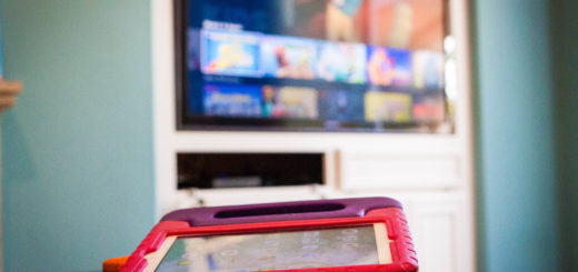 iPads and TV set up with educational toddler hows to have high quality screen time.